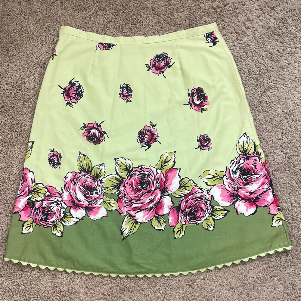 First Issue Green‎ and Pink Floral Skirt Size 10